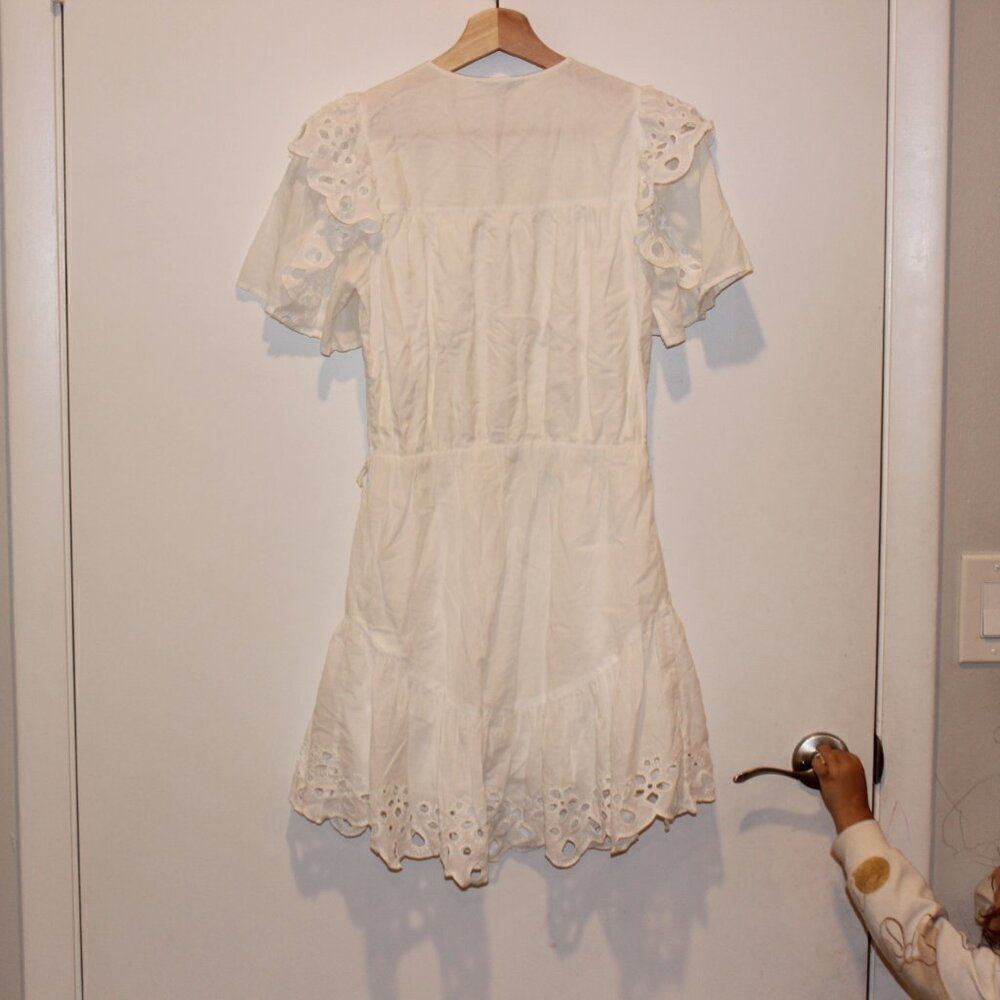 Joie White  Eyelet Embroidered Safia Babydoll Mini Dress Women's Size XS - Picture 9 of 14